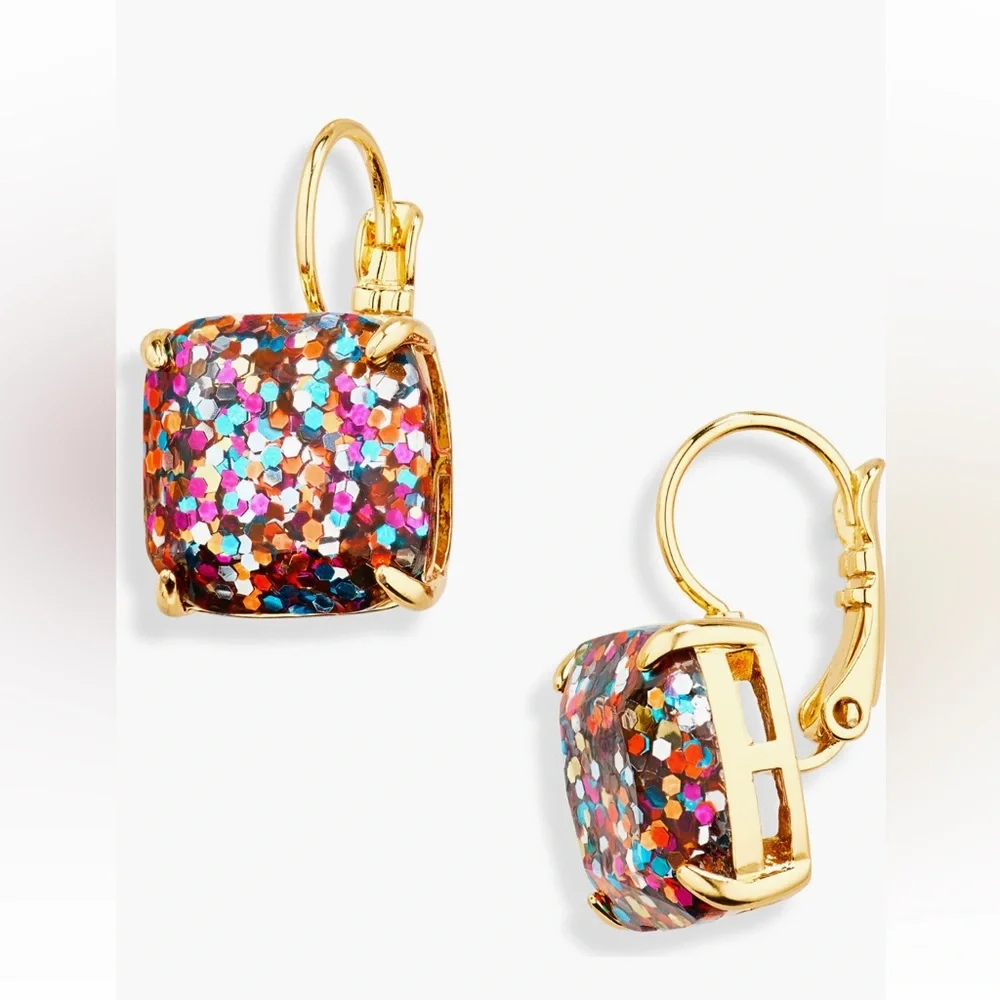 KATE SPADE NEW Glitter Small Square Level back earrings